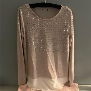Elegant Beige/Pink Sequin Women's Top